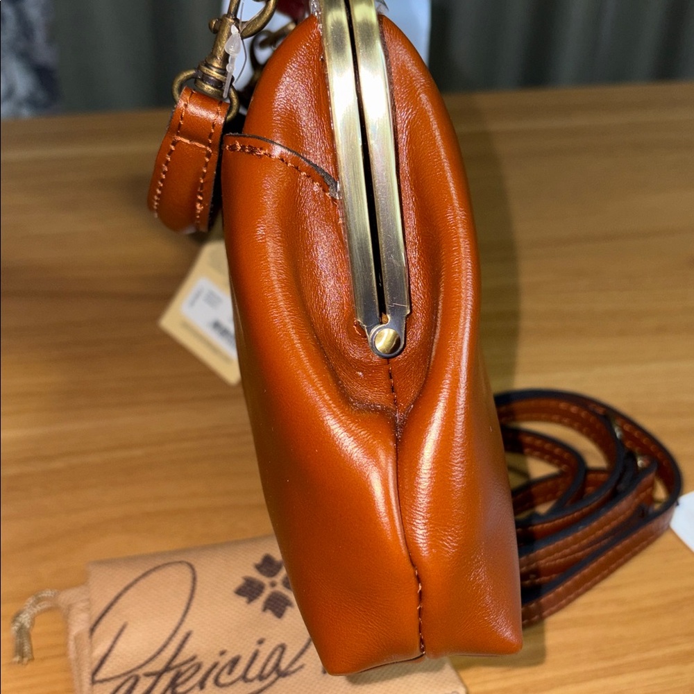 Patricia Nash Heritage Leather Frame Clutch Crossbody – Viola Tan NWT - Picture 6 of 10